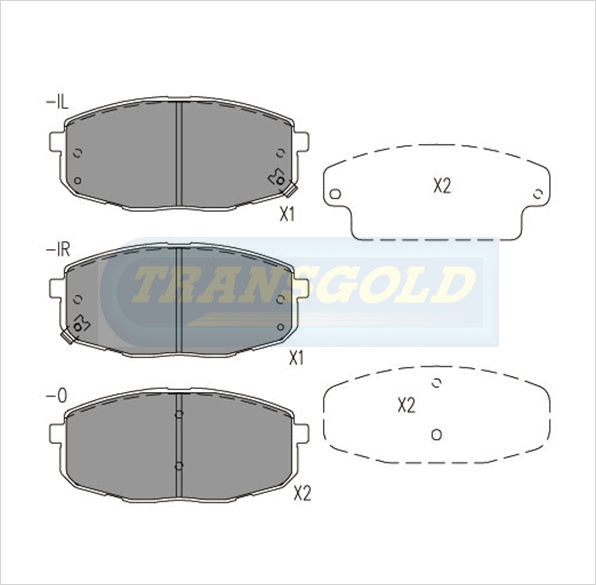 Brake Pads Front Fits Kia Carensii 1.8 5D 05-07, Hyundai I30 1.3crdi,1.6crdi, 2.0L 07-Now TG1745N - Transgold | Universal Auto Spares