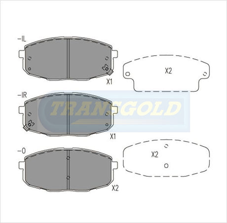 Brake Pads Front Fits Kia Carensii 1.8 5D 05-07, Hyundai I30 1.3crdi,1.6crdi, 2.0L 07-Now TG1745N - Transgold | Universal Auto Spares
