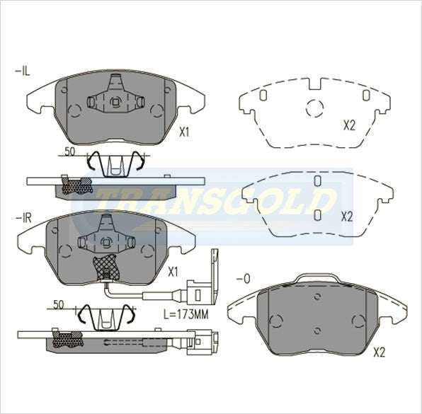 Brake Pads Front Fits Volkswagen Golf V, Jetta, Passat, Caddy, Audi A3 04-On TG1849N - Transgold | Universal Auto Spares