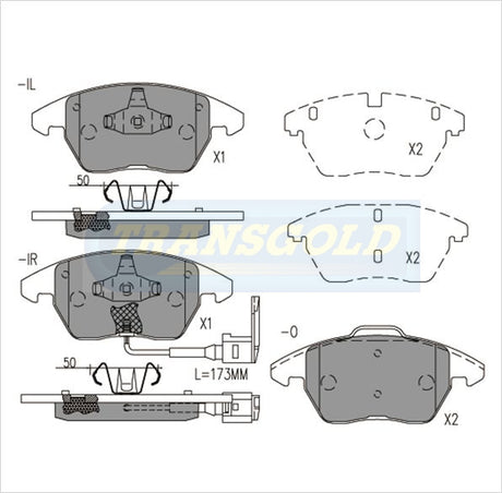 Brake Pads Front Fits Volkswagen Golf V, Jetta, Passat, Caddy, Audi A3 04-On TG1849N - Transgold | Universal Auto Spares