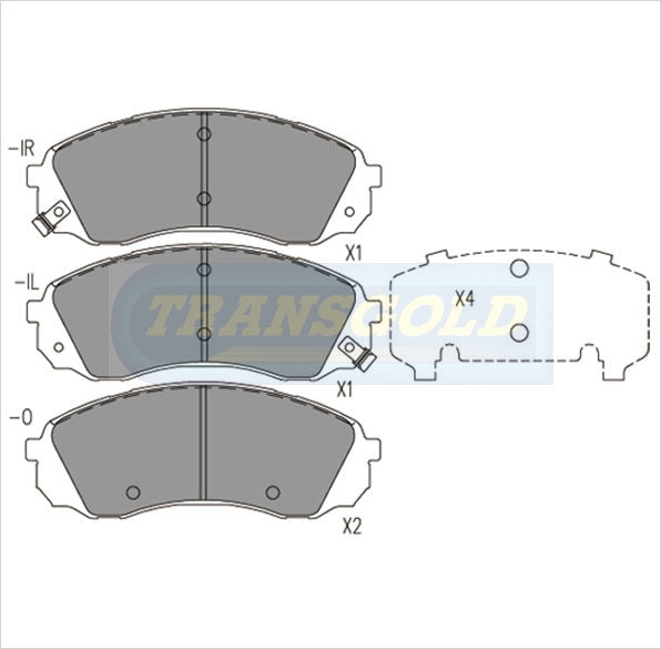 Brake Pads Front Fits Kia Carinval,Grand Carinval 2.7 05-08, Hyundai Iload 2.4,2.5D 08-now TG1940N - Transgold | Universal Auto Spares