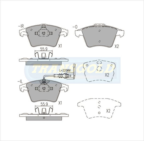 Brake Pads Front Fits Volkswagen Transporter 03-On TG1947N - Transgold | Universal Auto Spares