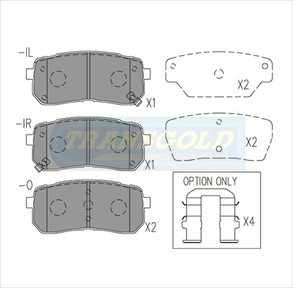 Brake Pads Rear Fits Kia Carinval, Grand Carinval 2.7 05-08, Hyundai Iload 2.4,2.5D TQ TG1957N - Transgold | Universal Auto Spares