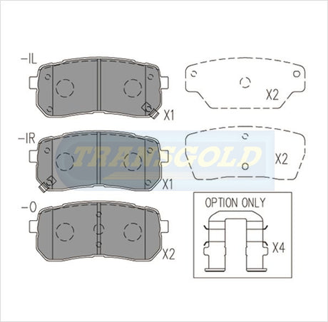 Brake Pads Rear Fits Kia Carinval, Grand Carinval 2.7 05-08, Hyundai Iload 2.4,2.5D TQ TG1957N - Transgold | Universal Auto Spares