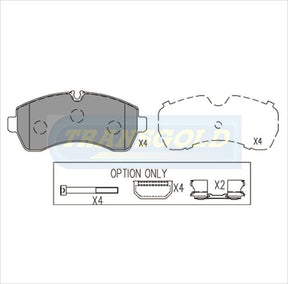 Brake Pads Front Fits Volkswagen Crafter 50 2.5 Tdi 06-Now, Mercedes-Benz Sprinter 515 2.1cdi,3.0cdi 06-Now TG1974N - Transgold | Universal Auto Spares