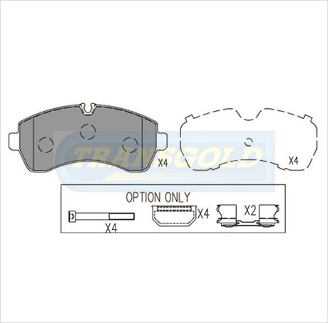 Brake Pads Front Fits Volkswagen Crafter 50 2.5 Tdi 06-Now, Mercedes-Benz Sprinter 515 2.1cdi,3.0cdi 06-Now TG1974N - Transgold | Universal Auto Spares