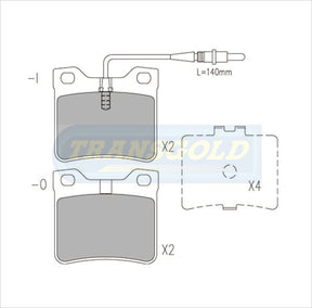 Brake Pads Rear Fits Peugeot 605 Series 89-99 607 Series 01-05, Mercedes Benz Vito 96-03 TG1988N - Transgold | Universal Auto Spares