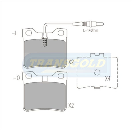 Brake Pads Rear Fits Peugeot 605 Series 89-99 607 Series 01-05, Mercedes Benz Vito 96-03 TG1988N - Transgold | Universal Auto Spares