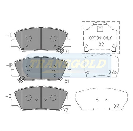 Brake Pads Front Fits Hyundai I40, Sonata, Kia Rio and Optima 09-On TG2089 - Transgold | Universal Auto Spares