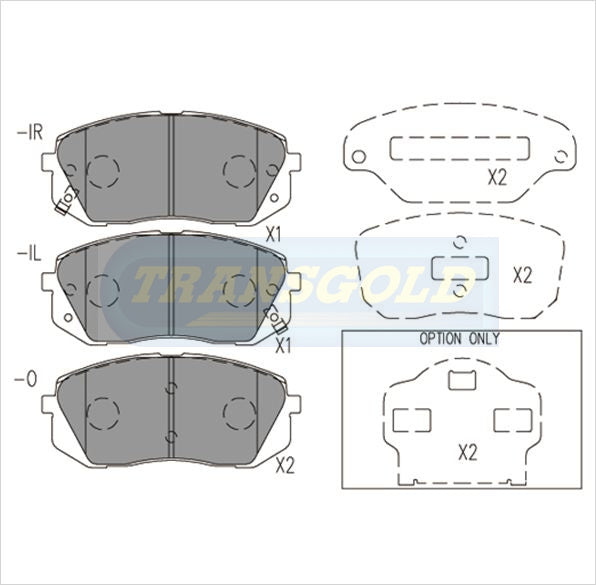 Brake Pads Front Fits HyundaiI40/I45/IX35, Tuscan, Sportage 10-On TG2174N - Transgold | Universal Auto Spares
