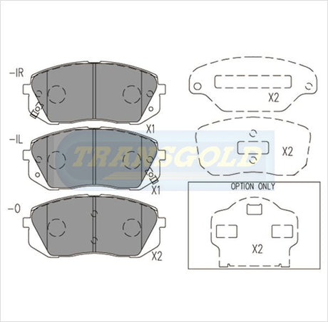 Brake Pads Front Fits HyundaiI40/I45/IX35, Tuscan, Sportage 10-On TG2174N - Transgold | Universal Auto Spares
