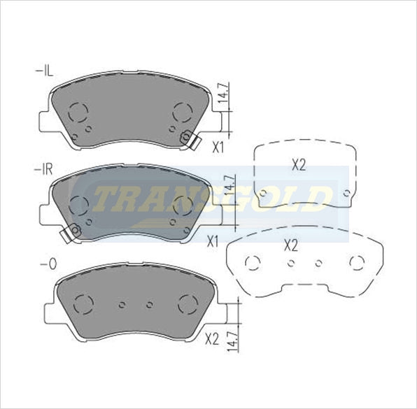 Brake Pads Front Fits Hyundai Accent, Kia Rio TG2272N - Transgold | Universal Auto Spares