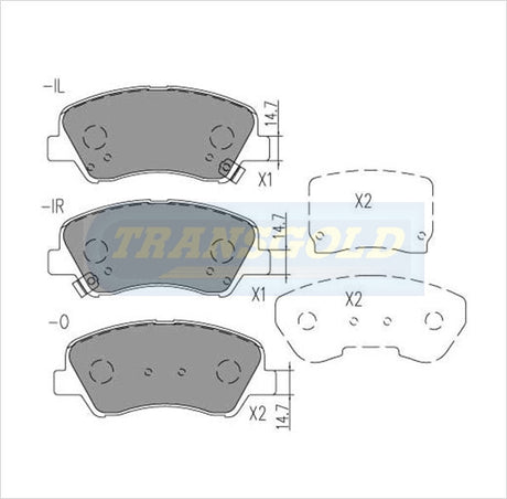 Brake Pads Front Fits Hyundai Accent, Kia Rio TG2272N - Transgold | Universal Auto Spares