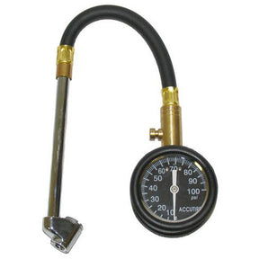 Dial Tyre Gauge Hose Rubber Casing Dual Head Chuck 0-100PSI - AUTOKING