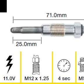 Glow Plug PEUGEOT XUD9 XUD11 SOHC TGP010 - TRIDON