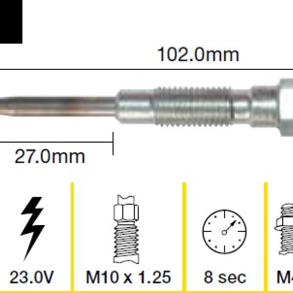 Glow Plug TOYOTA 2B 3B 2H B 1HZ 11B 1PZ TGP048 - TRIDON