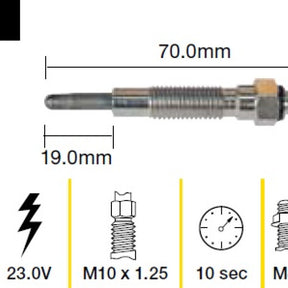 Glow Plug NISSAN SD33 SD33T OHV 12V TGP051 - TRIDON