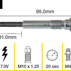 Glow Plug TOYOTA L 2L 2L-T TGP053 - TRIDON