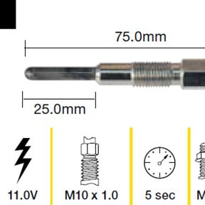 Glow Plug Fiat 814. SOHC 8V TGP072 - TRIDON