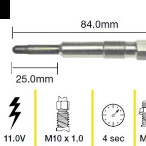Glow Plug LANDROVER 20TN2 SOHC 8V TGP089 - TRIDON