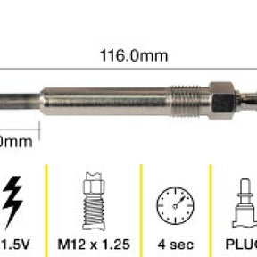 Glow Plug MERCEDES BENZ OM605 OM606 TGP090 - TRIDON
