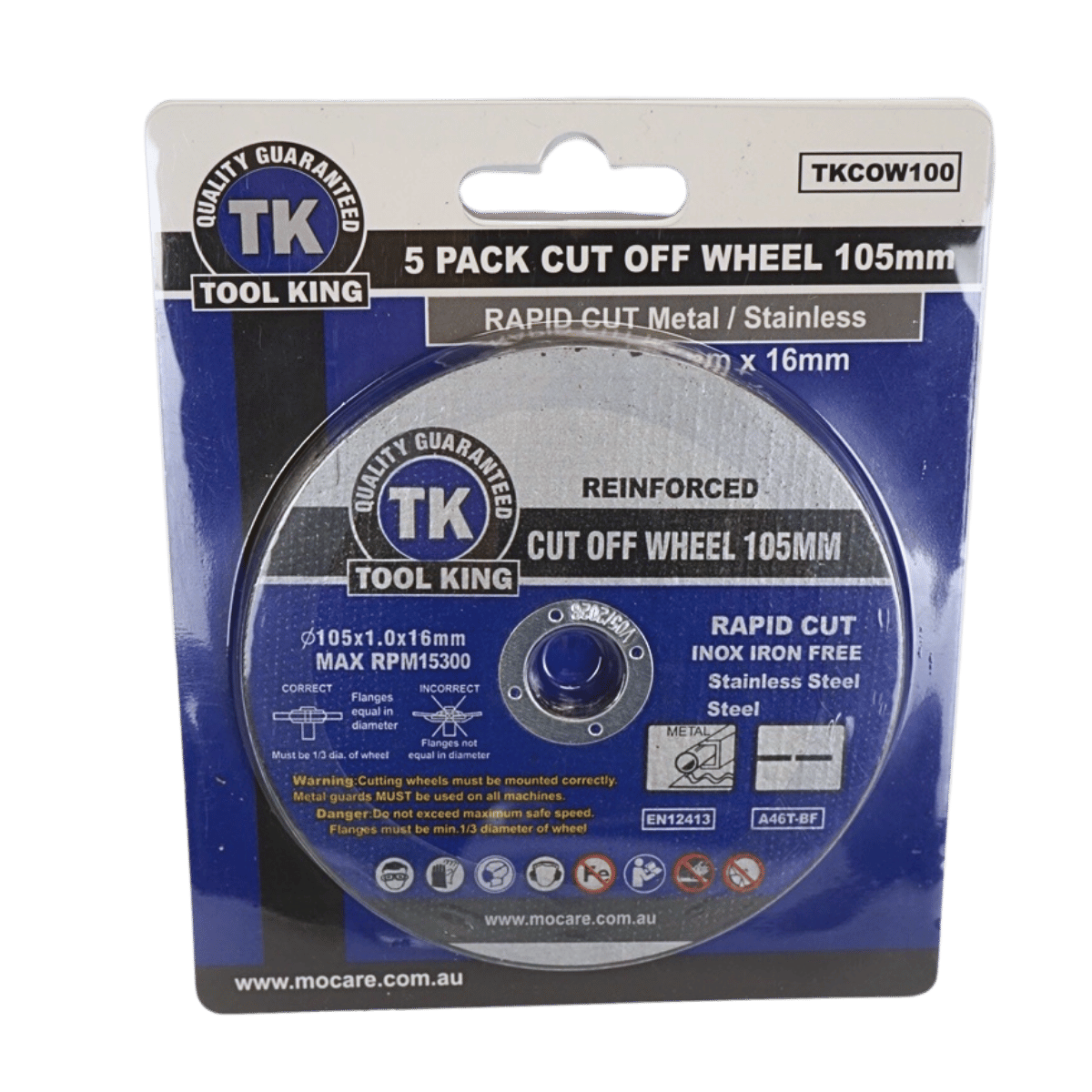 Cut Off Wheel 100mm 4" Pack Of 5 TKCOW100 - Tool King