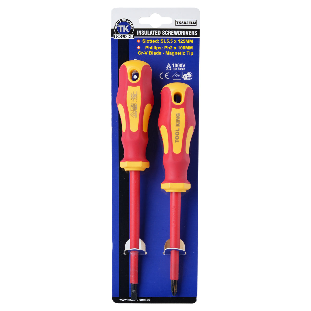 Electricians S/driver Set 2 Pcs Set Medium 5.5 X 125 / Ph2 X 100 - Tool King
