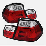 Clear Red LED 3D Tail Lights Fit For BMW E46 3 Series 4D Sedan 318I 320I 1998-2001 TL-BMW028LS - Machter