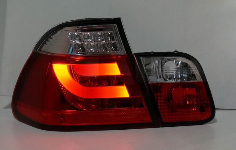 Clear Red LED 3D Tail Lights Fit For BMW E46 3 Series 4D Sedan 318I 320I 1998-2001 TL-BMW028LS - Machter