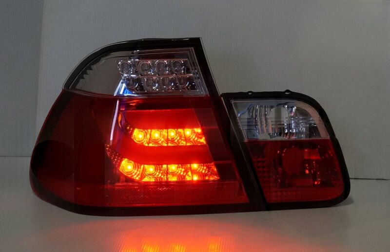 Clear Red LED 3D Tail Lights Fit For BMW E46 3 Series 4D Sedan 318I 320I 1998-2001 TL-BMW028LS - Machter