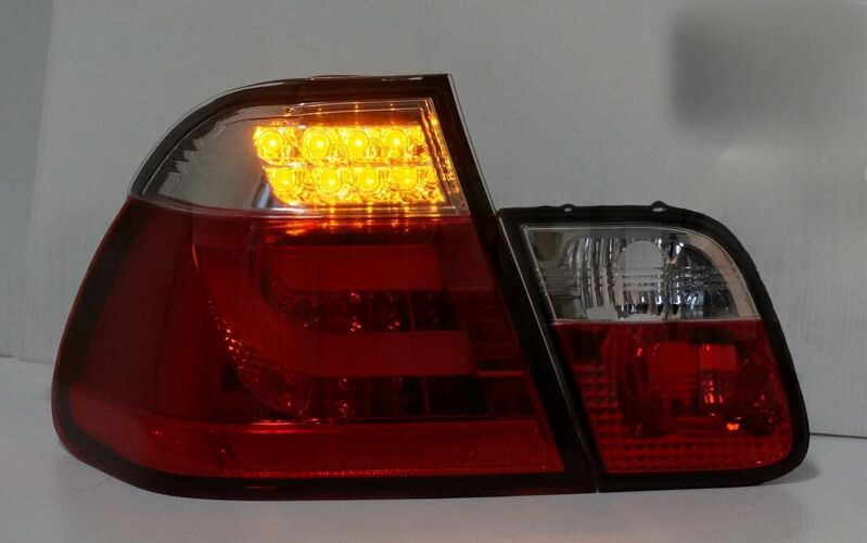 Clear Red LED 3D Tail Lights Fit For BMW E46 3 Series 4D Sedan 318I 320I 1998-2001 TL-BMW028LS - Machter