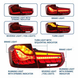 Clear Red 3D OLED Sequential Tail Lights Fit For BMW F30 F35 F80 M3 2012-2018 TL-BMW037LS - Machter