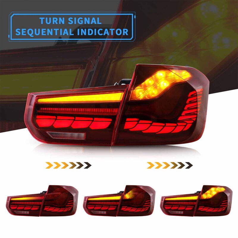 Clear Red 3D OLED Sequential Tail Lights Fit For BMW F30 F35 F80 M3 2012-2018 TL-BMW037LS - Machter