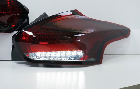Smoke Red Full LED 3D Light Bar Tail Lights Fit For Ford Focus LZ 2015-2018 - Machter