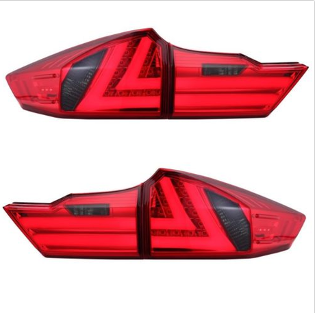 Pair LED Red Smoked Tail lights Rear Lamps Fit For Honda City GM 6 2014-2017 - Machter