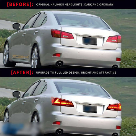 V2 3D Clear Red LED Sequential Tail Lights Fit For Lexus ISF IS250 IS350 2005-2013 TL-LX028LS - Machter