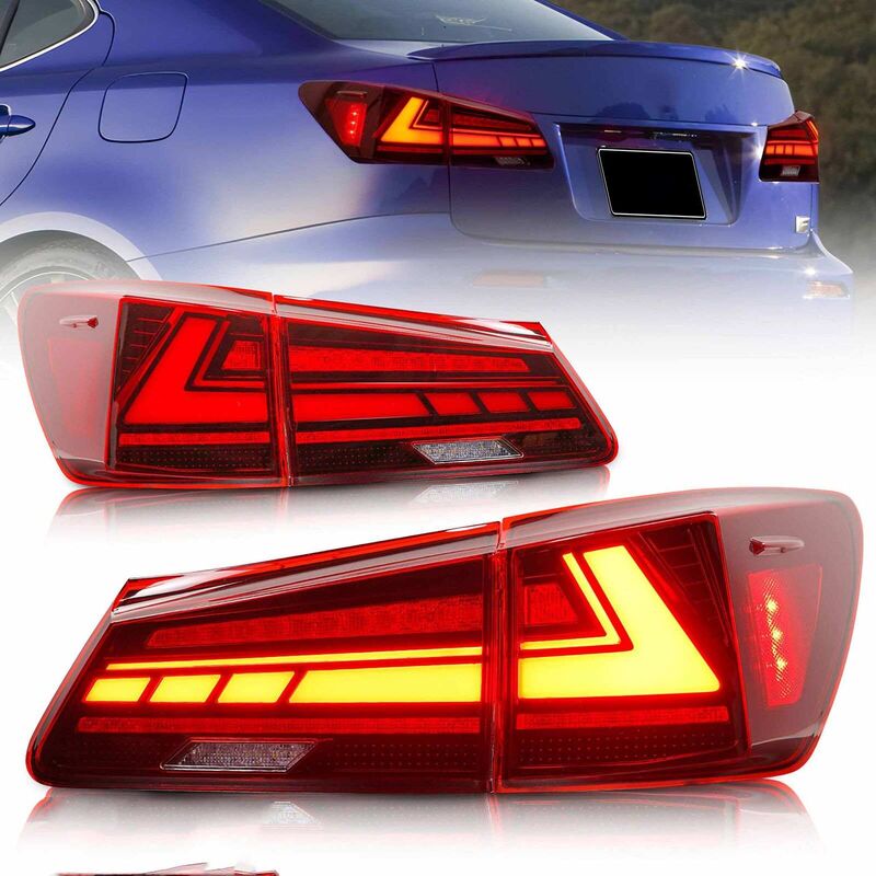 V2 3D Clear Red LED Sequential Tail Lights Fit For Lexus ISF IS250 IS350 2005-2013 TL-LX028LS - Machter