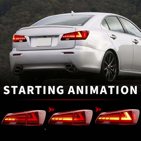 V2 3D Clear Red LED Sequential Tail Lights Fit For Lexus ISF IS250 IS350 2005-2013 TL-LX028LS - Machter