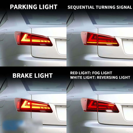 V2 3D Clear Red LED Sequential Tail Lights Fit For Lexus ISF IS250 IS350 2005-2013 - Machter