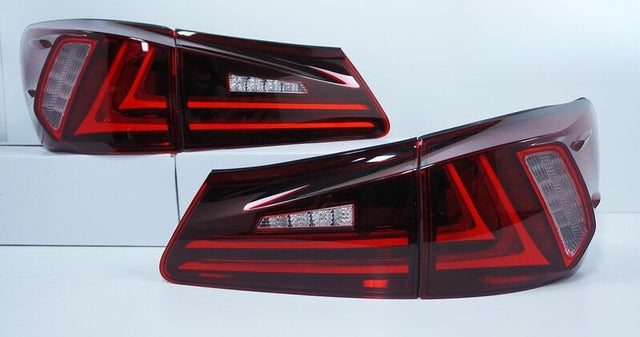Clear Red LED Light Bar Tail Lights Fit For Lexus ISF IS250 IS350 2005-2013 TL-LX031LS - Machter
