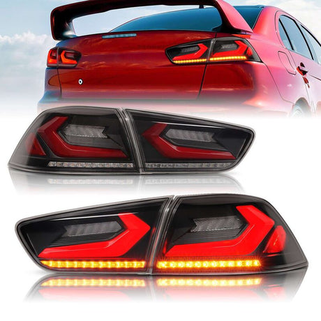 Smoke 3D V4 LED Tail Lights Fit For Mitsubishi Lancer CJ EVO X VRX 2007-2018 - Machter