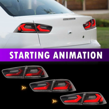 Smoke 3D V4 LED Tail Lights Fit For Mitsubishi Lancer CJ EVO X VRX 2007-2018 - Machter
