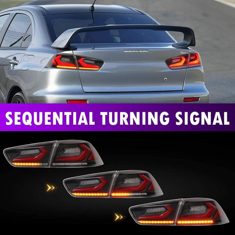 Smoke 3D V4 LED Tail Lights Fit For Mitsubishi Lancer CJ EVO X VRX 2007-2018 - Machter