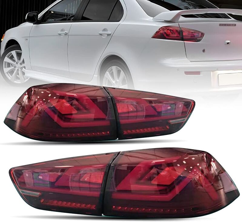 Clear Red 3D V3 LED Tail Lights Fit For Mitsubishi Lancer CJ EVO X VRX 2007-2018 TL-MB031LS - Machter