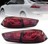 Clear Red 3D V3 LED Tail Lights Fit For Mitsubishi Lancer CJ EVO X VRX 2007-2018 TL-MB031LS - Machter