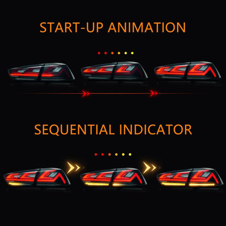 Clear Red 3D V3 LED Tail Lights Fit For Mitsubishi Lancer CJ EVO X VRX 2007-2018 TL-MB031LS - Machter