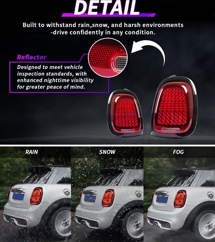 Clear Red LED Sequential Signal Tail Lights Fit For Mini Cooper F55/56/57 2014-2021 TL-MIN001LS - Machter