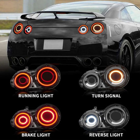 HRS Smoke 3D LED Taillights Fit For Nissan GTR R35 â€“ The Elite Series 2007-2024 TL-NS046LS - Machter