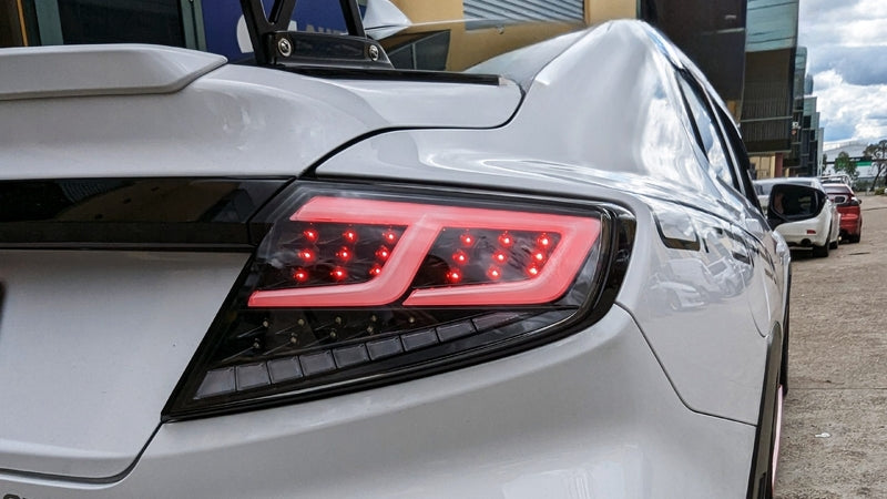 Black With White Bar Full LED Dynamic Tail Lights Fit For Subaru WRX VB 2022-2024 TL-SB030LS - Machter