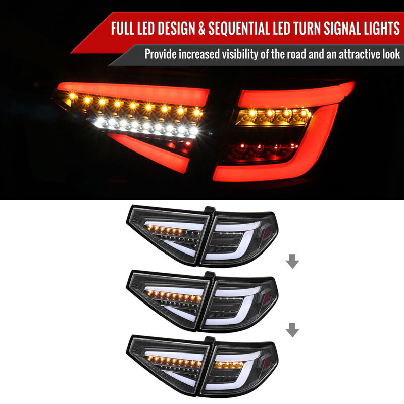 Spec D Black 3D LED Tail Light Dynamic Signal Fit For Subaru Impreza G3 WRX RS STI Hatchback TL-SB037LS - Machter